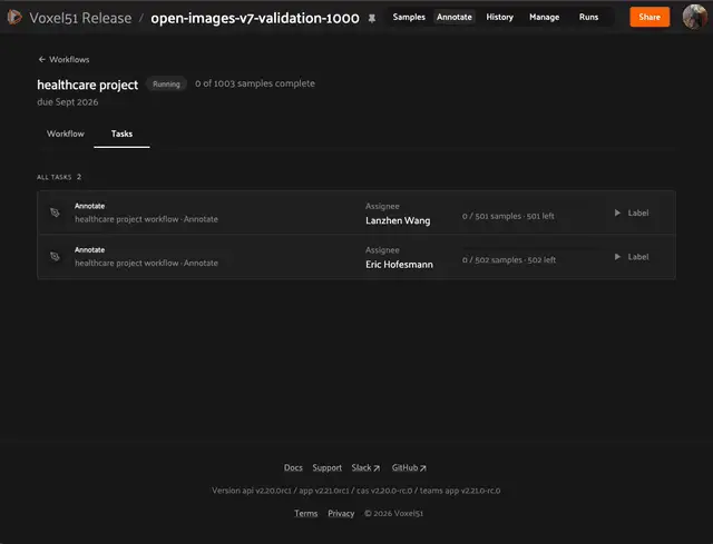 Annotating a sample with Submit & next and Skip
